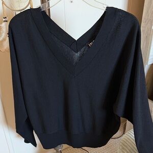 INC Black V-Neck Sweater. med. NWT
